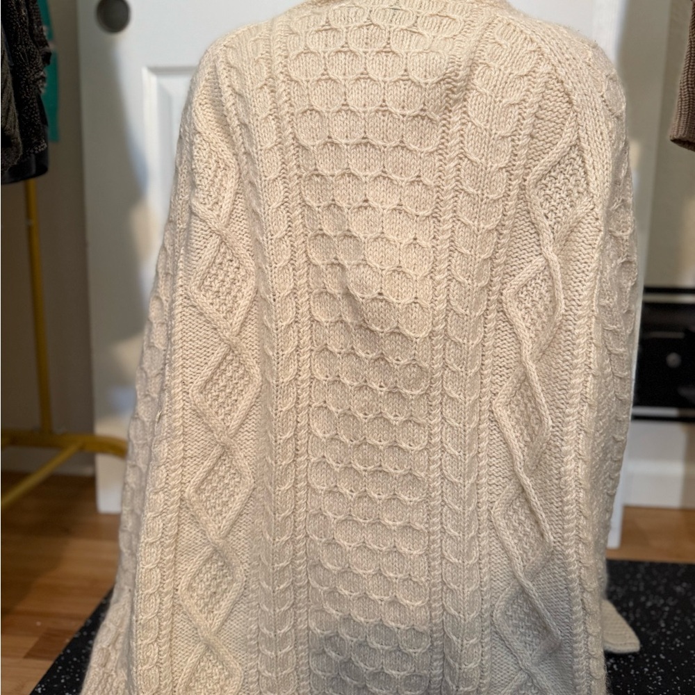 Vintage John Molloy Wool Chunky Cream Cable Knit Cardigan with Oversized Fit - Picture 8 of 12